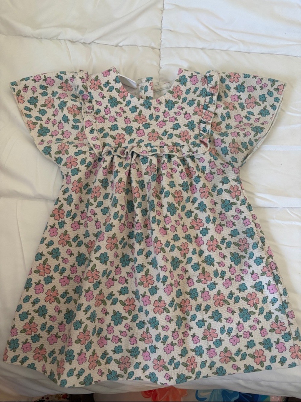 Zara Cream Dress with Pink & Teal Floral Print